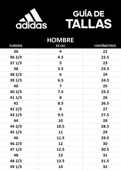 adidas tallas para hombres